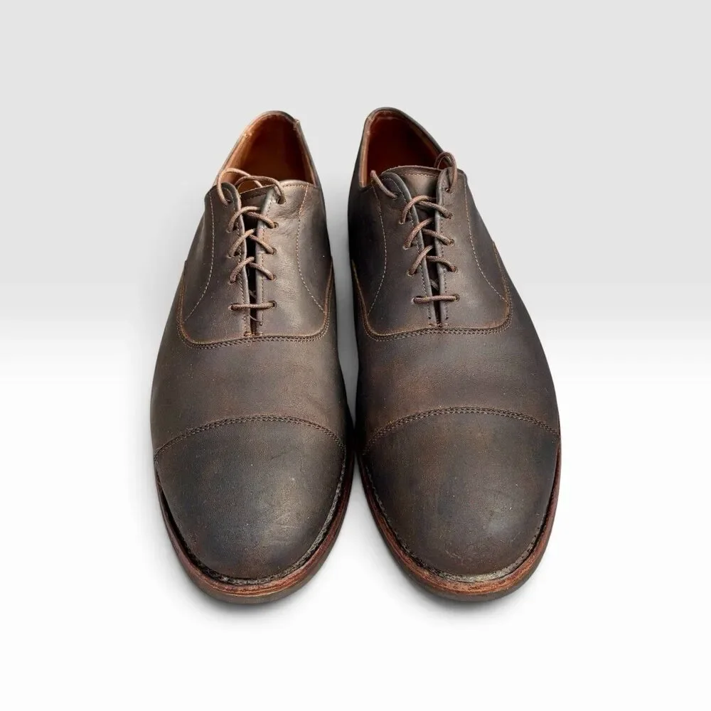 Allen Edmonds Barton Mens 10 D Brown Leather Cap Toe Oxford Shoes USA Vibram